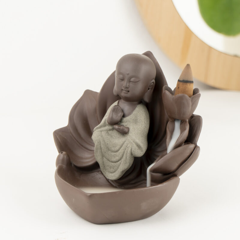 Zen Oturan Buddha Green Geri Akışlı Tütsülük - Görsel 2